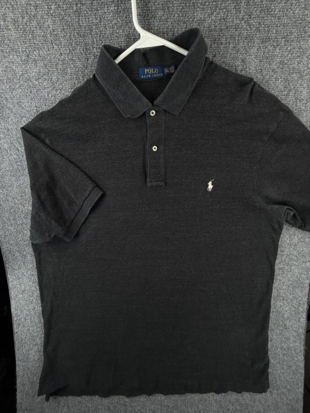 Polo Ralph Lauren 2XLT Tall Short Sleeve Polo Shirt Dark Gray Cotton Knit Mesh
